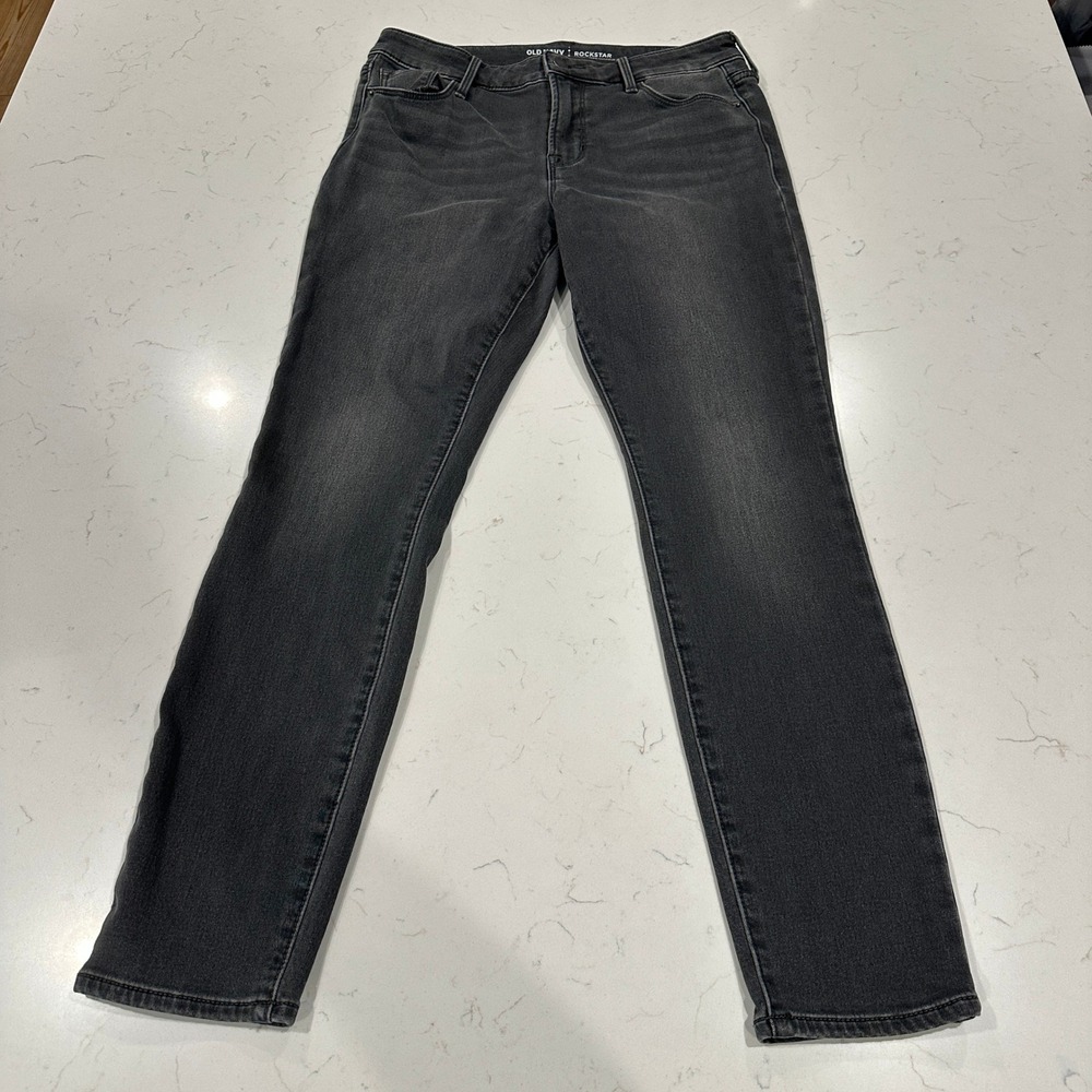 Old Navy Rockstar Secret-Soft Faded Black Skinny Jeans Size 8 Mid-Rise Denim
